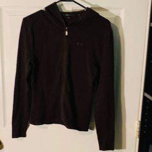 BCBG Knit Zip Front Sweater in Brown.
